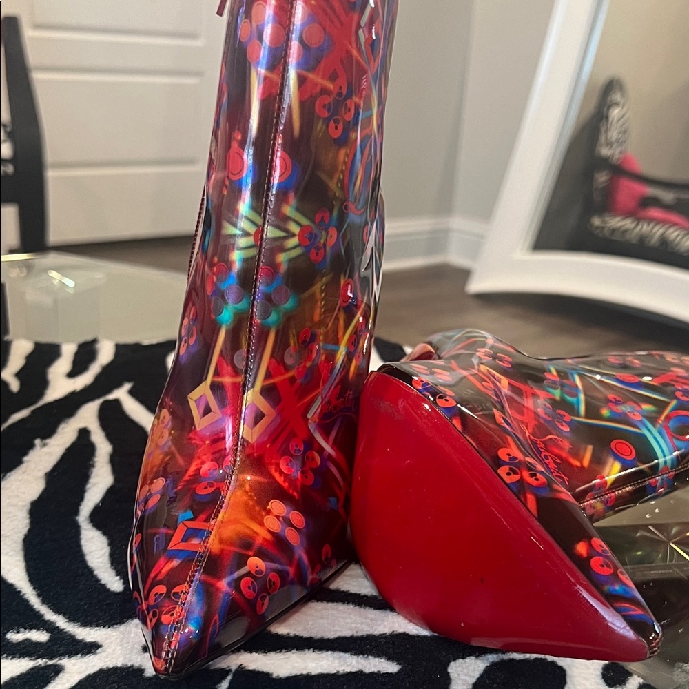 Colorful Patterned Heels with Red Soles